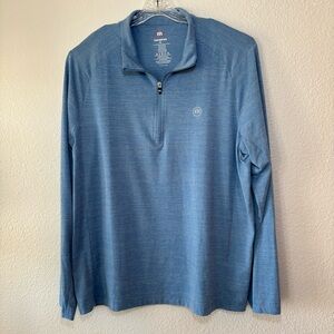 Travis Mathew Men's Energy Golf Pullover Shirt Long Sleeve Blue Size XL 1/4 Zip